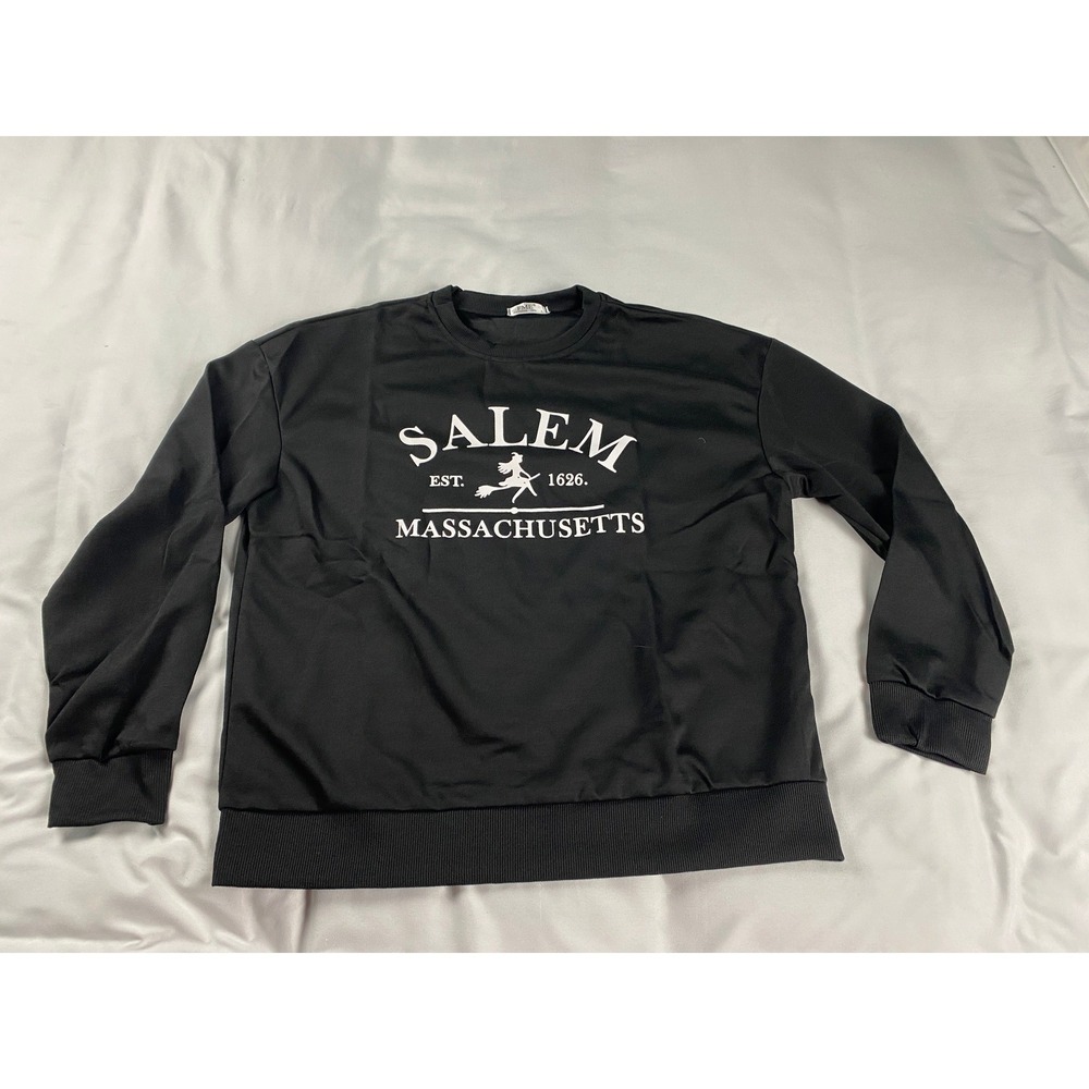 FME Salem Massachusetts Sweatshirt Unisex Large Black New Witch Graphic Pullover